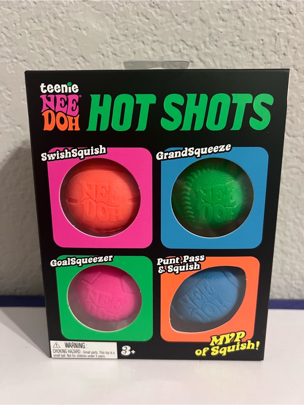 Authentic Teenie NeeDoh Hot Shots Squishies Set - ⚾️🏈⚽️🏀